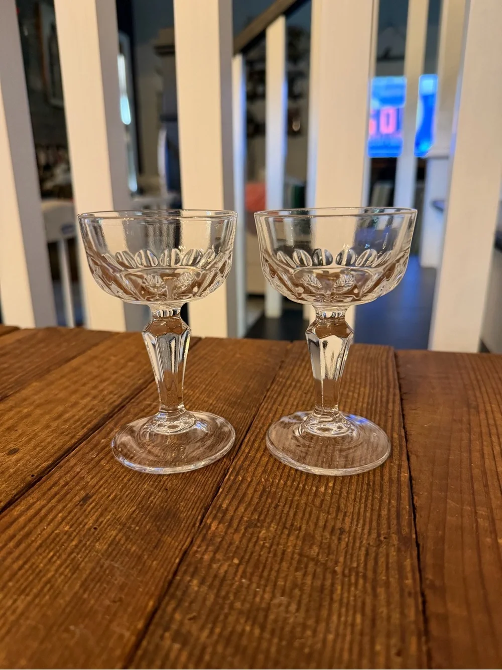 Pair of vintage MCM crystal champagne coupes
